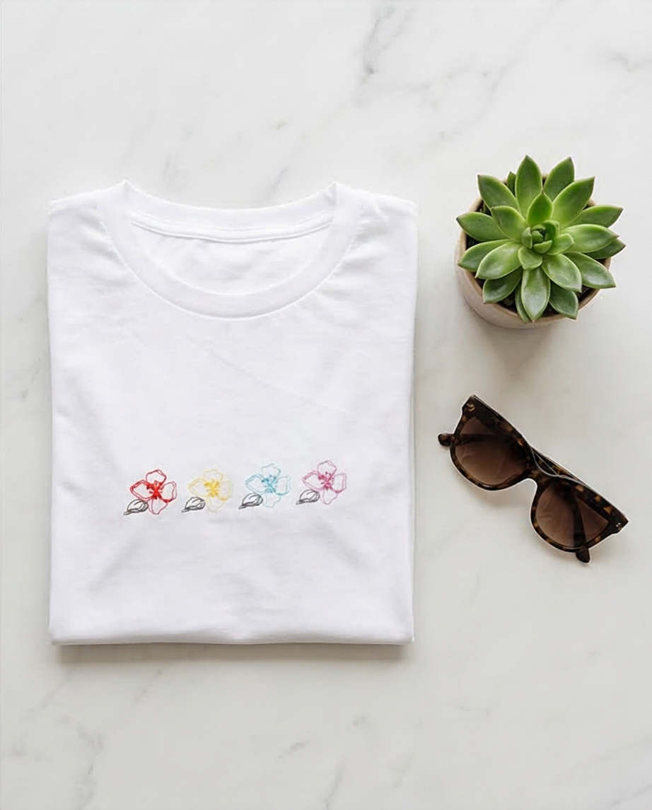 TRICOU BRODAT - Flori colorate