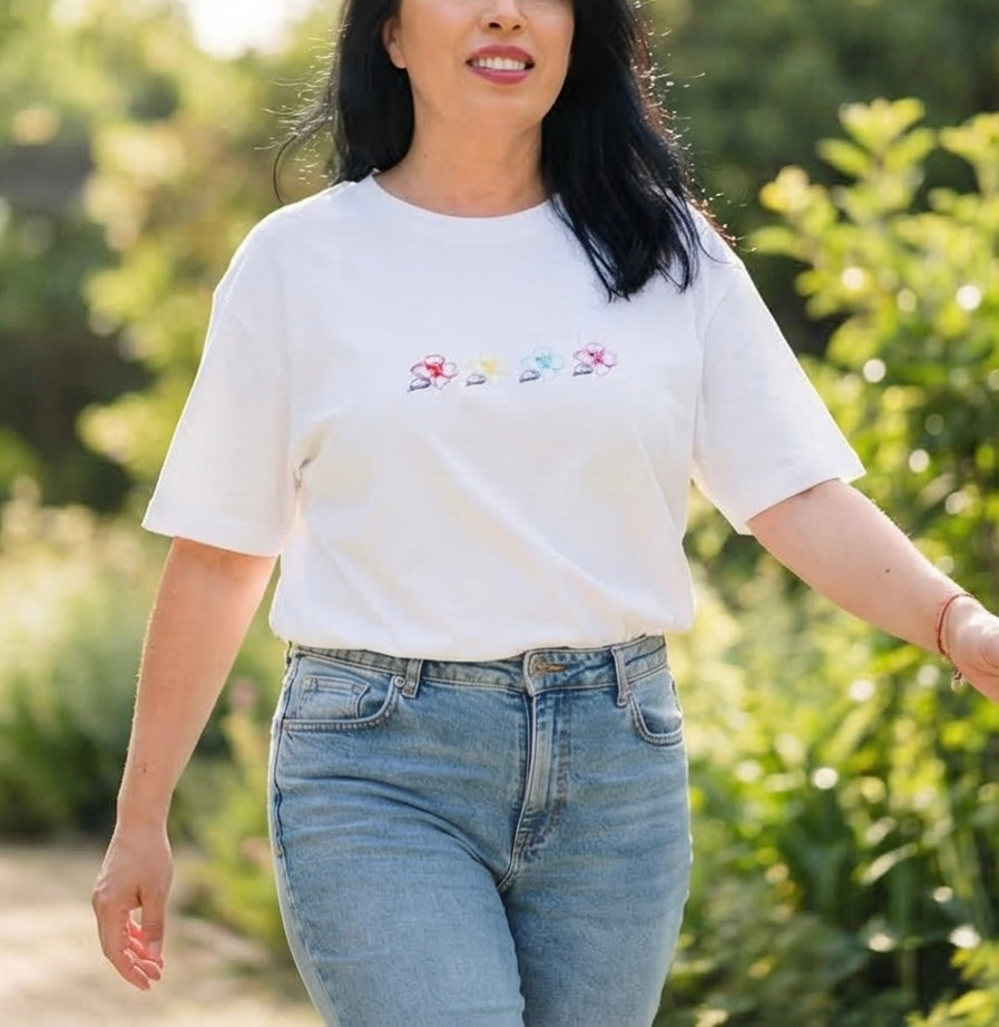 TRICOU BRODAT - Flori colorate