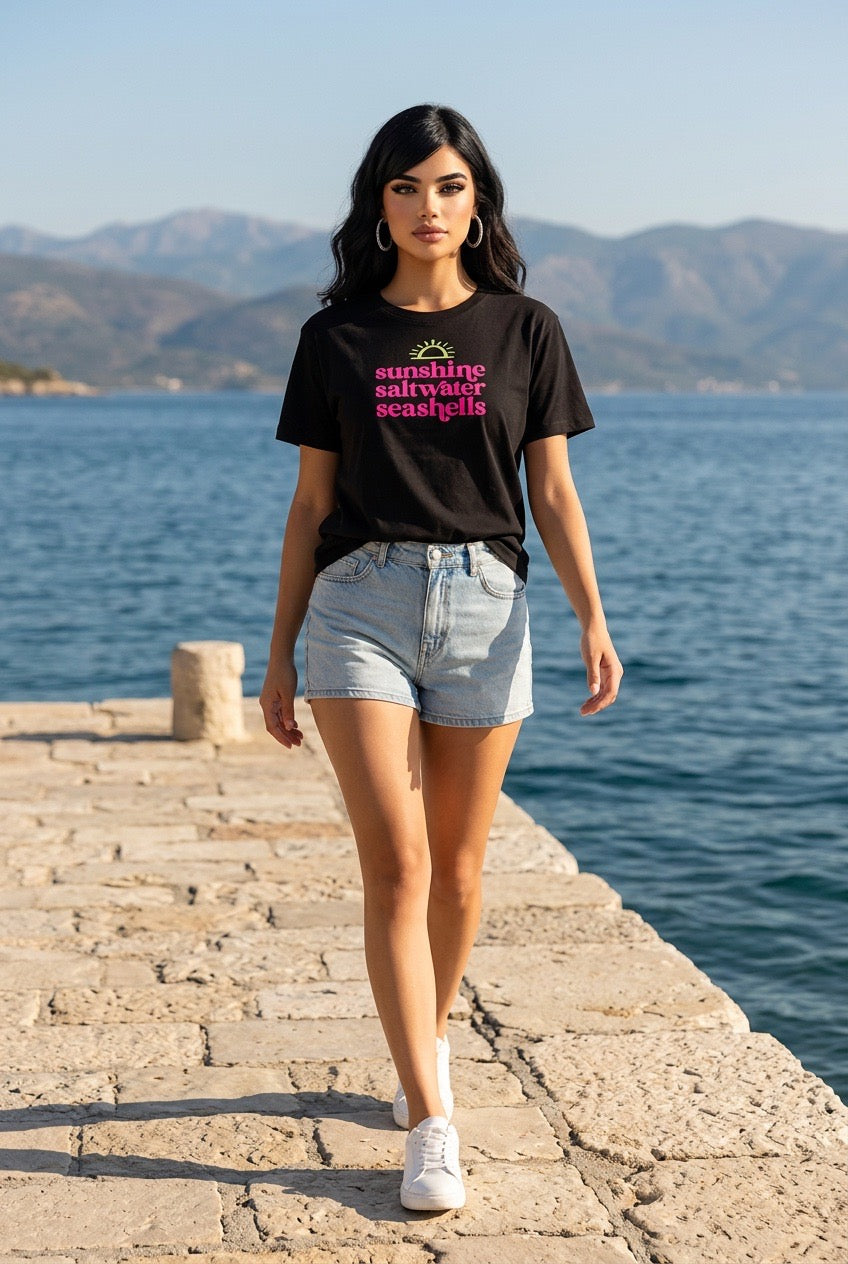 TRICOU IMPRIMAT - Grafica Sunshine, Saltwater, Seashells
