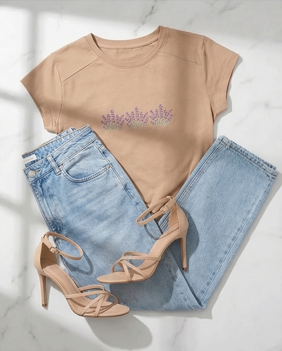TRICOU BRODAT - Flori de Lavanda