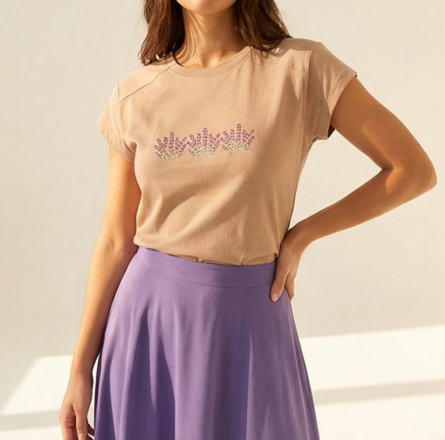 TRICOU BRODAT - Flori de Lavanda