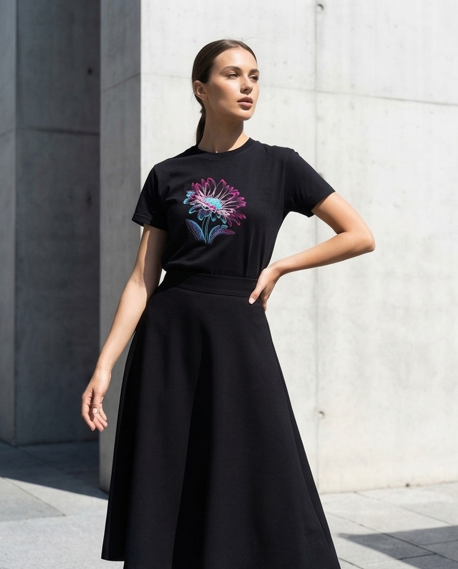 TRICOU BRODAT Negru - Margareta