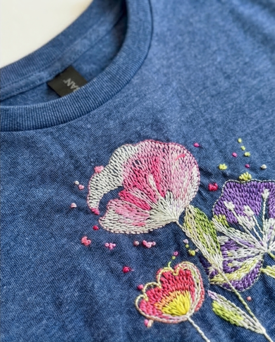 TRICOU BRODAT - Flori Abstracte