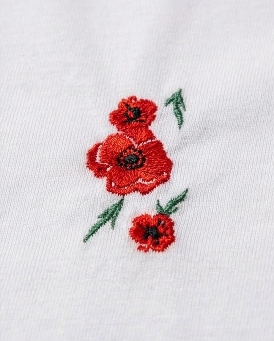 TRICOU BRODAT - Floare de mac