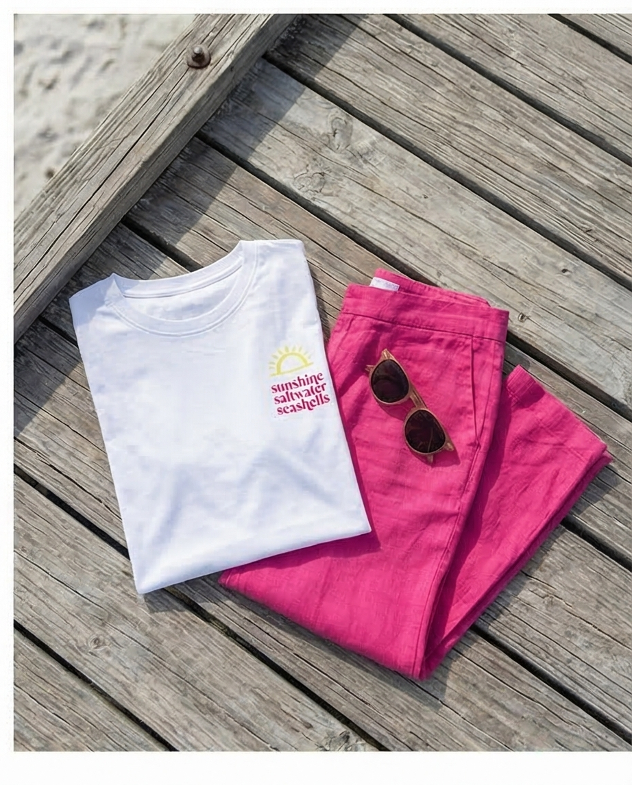 TRICOU IMPRIMAT - Grafica Sunshine, Saltwater, Seashells