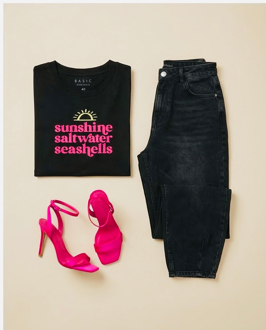 TRICOU IMPRIMAT - Grafica Sunshine, Saltwater, Seashells
